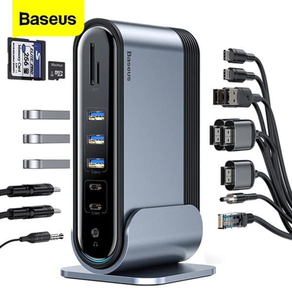 Baseus 17 In 1 Usb C Hub Type To Multi Hdmi Rj45 Vga 3.0 Pd Power Adapter Docking Station For