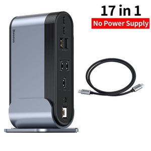 Baseus 17 In 1 Usb C Hub Type To Multi Hdmi Rj45 Vga 3.0 Pd Power Adapter Docking Station For