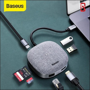 Baseus Usb 3.0 Hub Multi 7 Ports C Tf Sd Card Reader Fabric For Macbook Pro Laptop Accessories